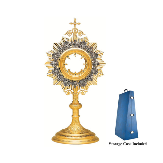 Traditional Monstrance 24-Karat Gold Plated Style 430. Made in Poland and sold by The Clergy Store