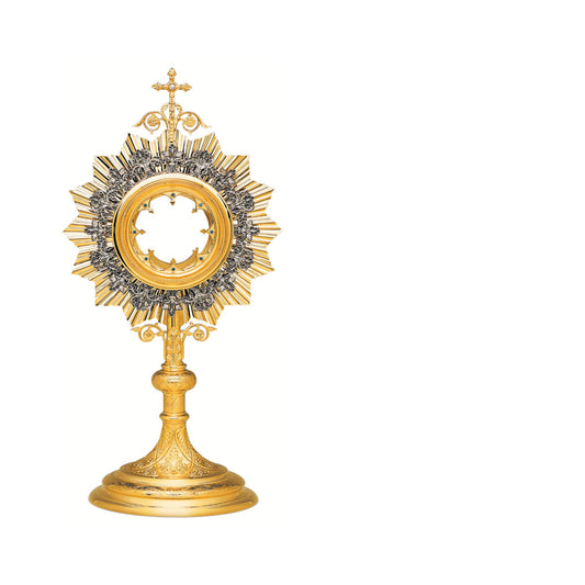 Traditional Monstrance 24-Karat Gold Plated Style 430. Made in Poland and sold by The Clergy Store