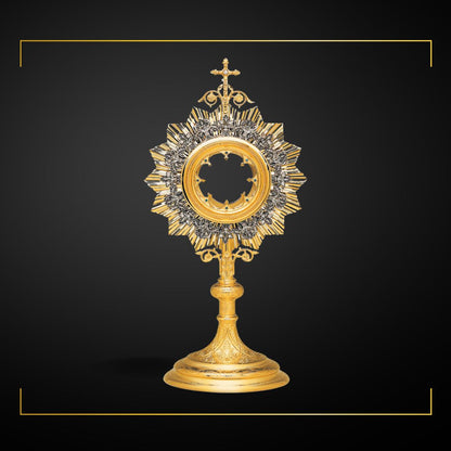 Traditional Monstrance 24-Karat Gold Plated Style 430 . Made in Poland and sold by The Clergy Store