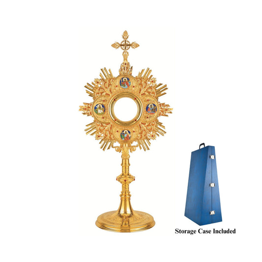 Traditional Monstrance with Four Evangelists medallions. Made in Poland and sold by The Clergy Store