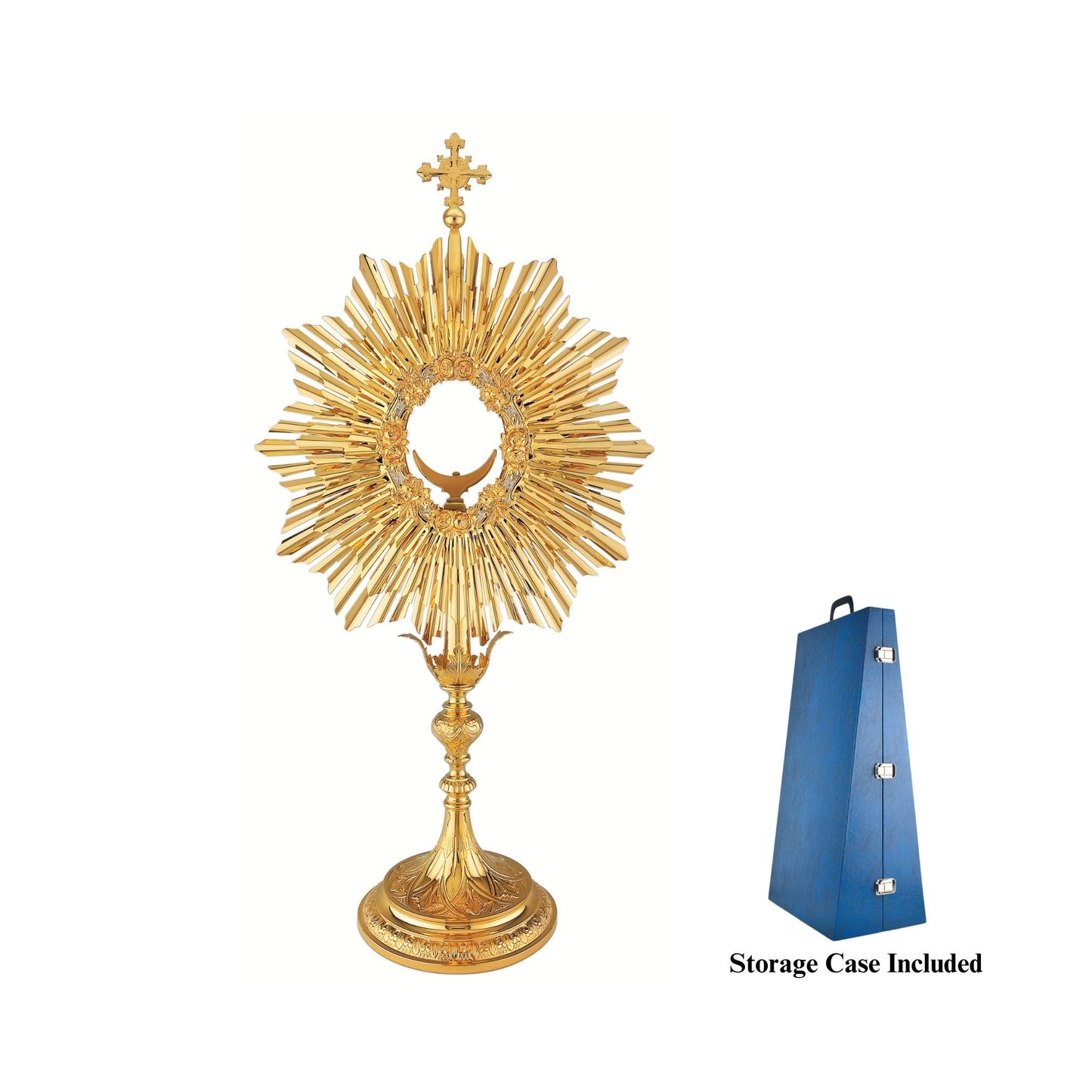 Traditional Monstrance 24-Karat Gold Plated Style 436. Made in Poland and sold by The Clergy Store