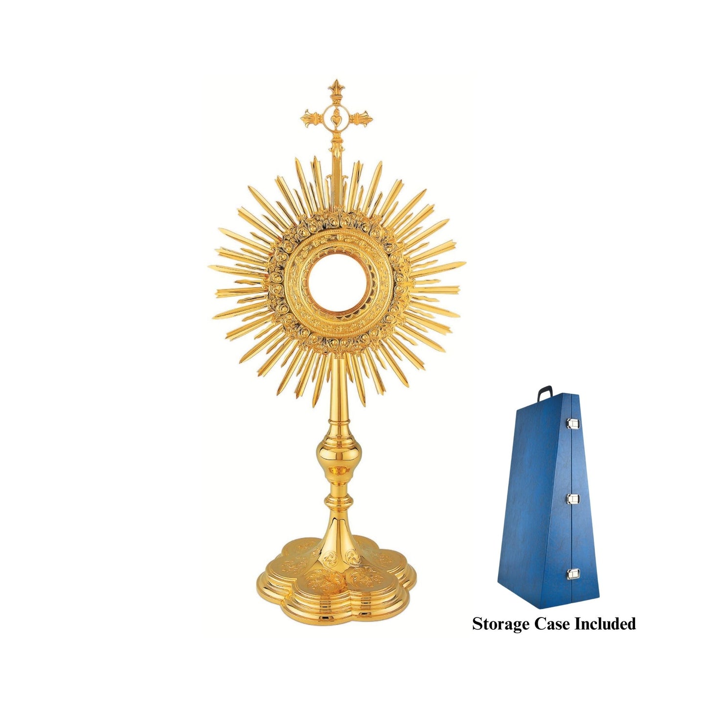 Traditional Monstrance 24-Karat Gold Plated Style 439. Made in Poland and sold by The Clergy Store