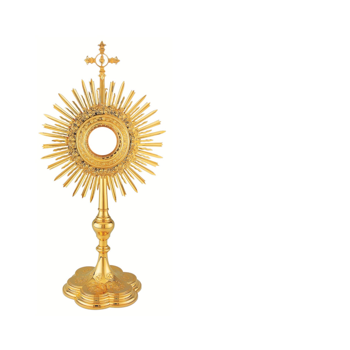 Traditional Monstrance 24-Karat Gold Plated Style 439. Made in Poland and sold by The Clergy Store