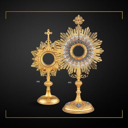 Traditional Monstrance with Medallions of Angels. Made in Poland and sold by The Clergy Store