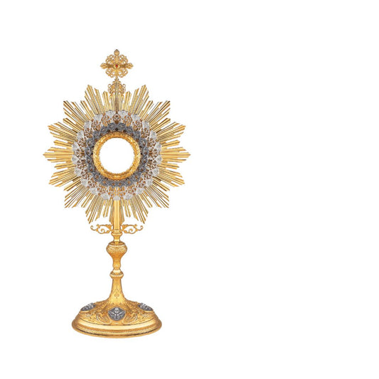 Traditional Monstrance with Medallions of Angels. Made in Poland and sold by The Clergy Store