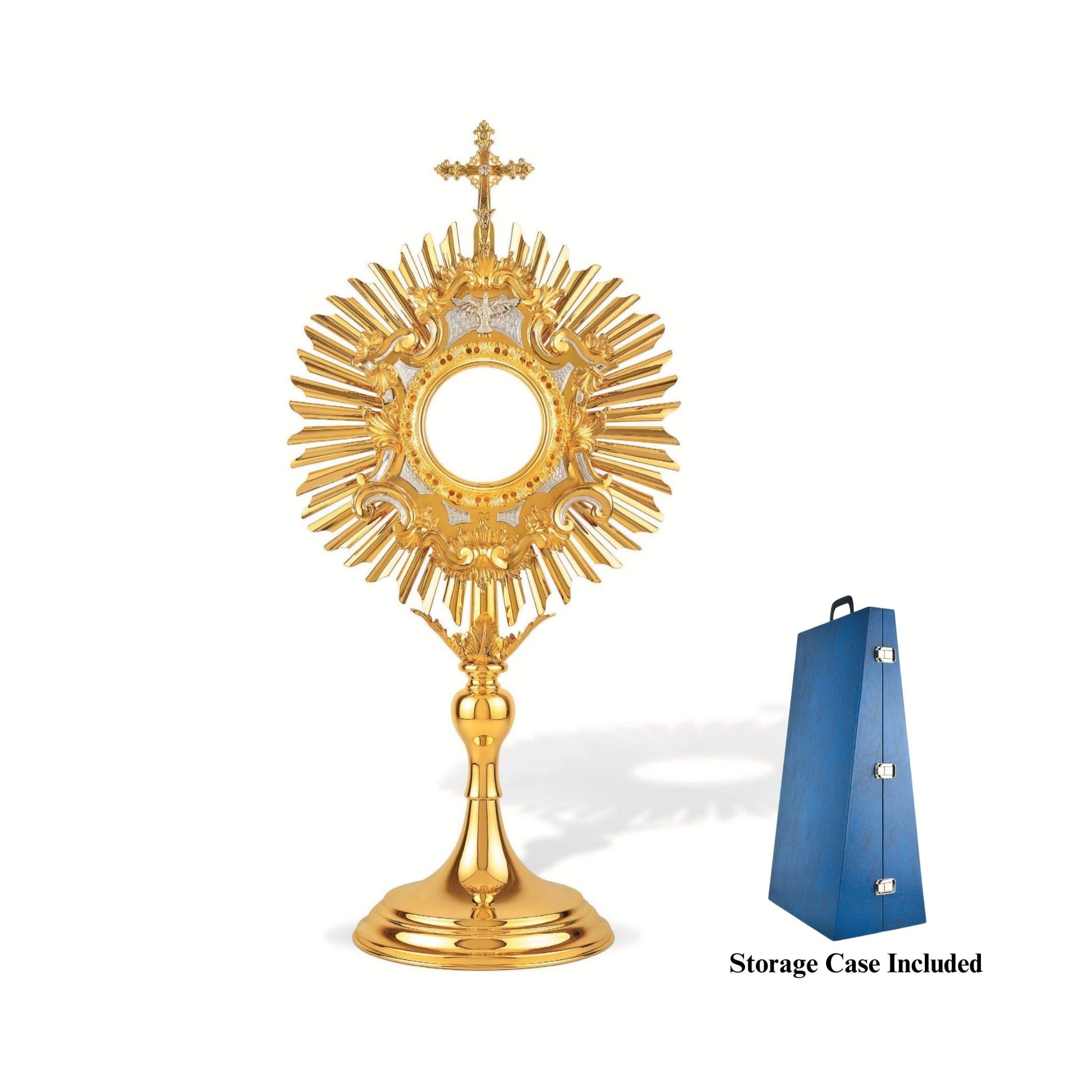 Traditional Monstrance Made in Poland Brass Gold Plated Style 458. Made in Poland and sold by The Clergy Store