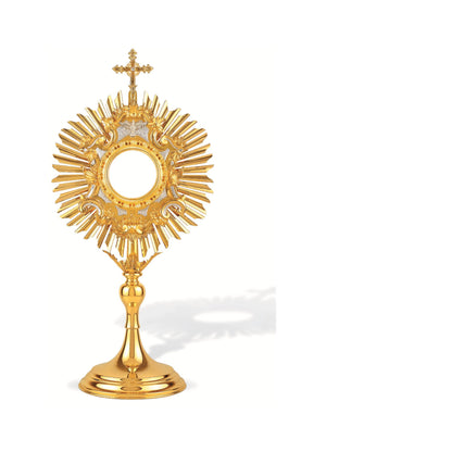 Traditional Monstrance Made in Poland Brass Gold Plated Style 458. Made in Poland and sold by The Clergy Store