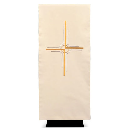 Lectern cover with embroidered Cipriano design. Made by Desta and sold by The Clergy Store