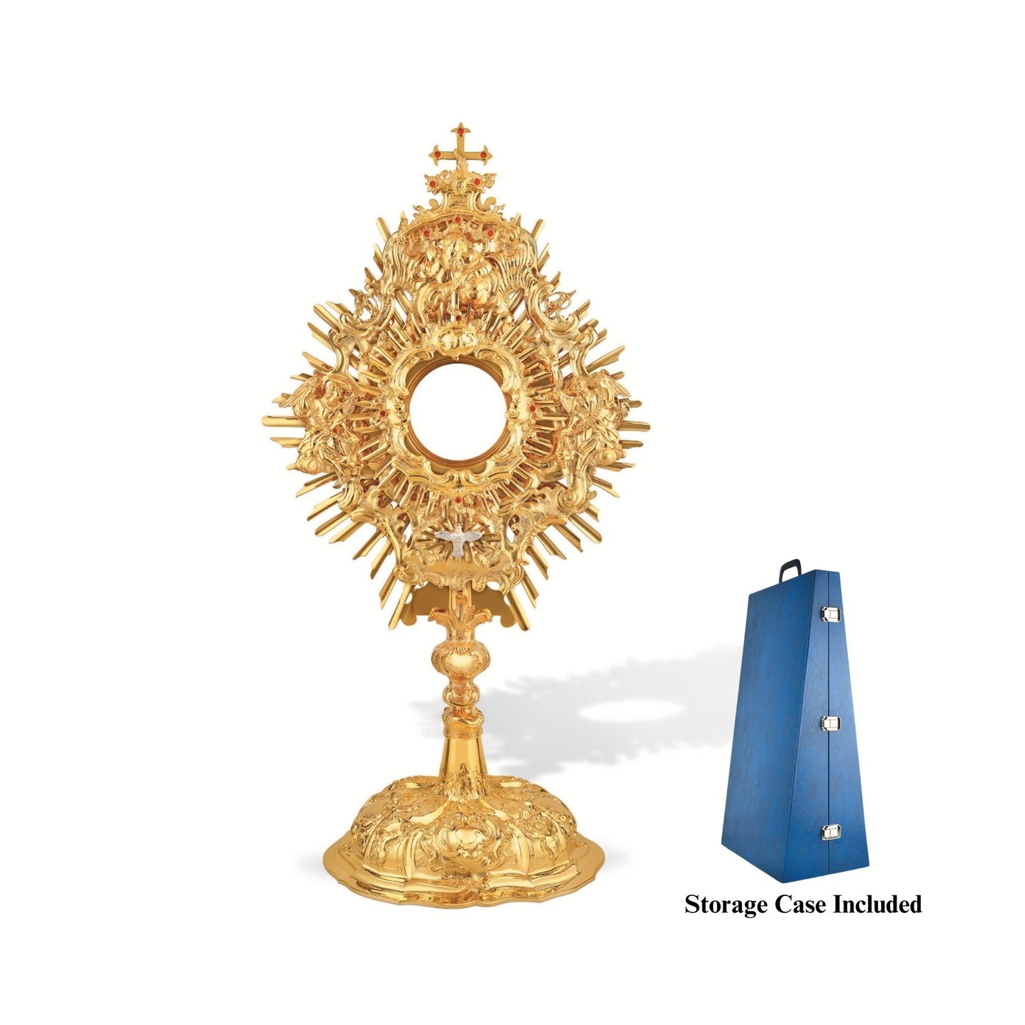 Baroque style monstrance brass gold plated made in Poland and sold by The Clergy Store