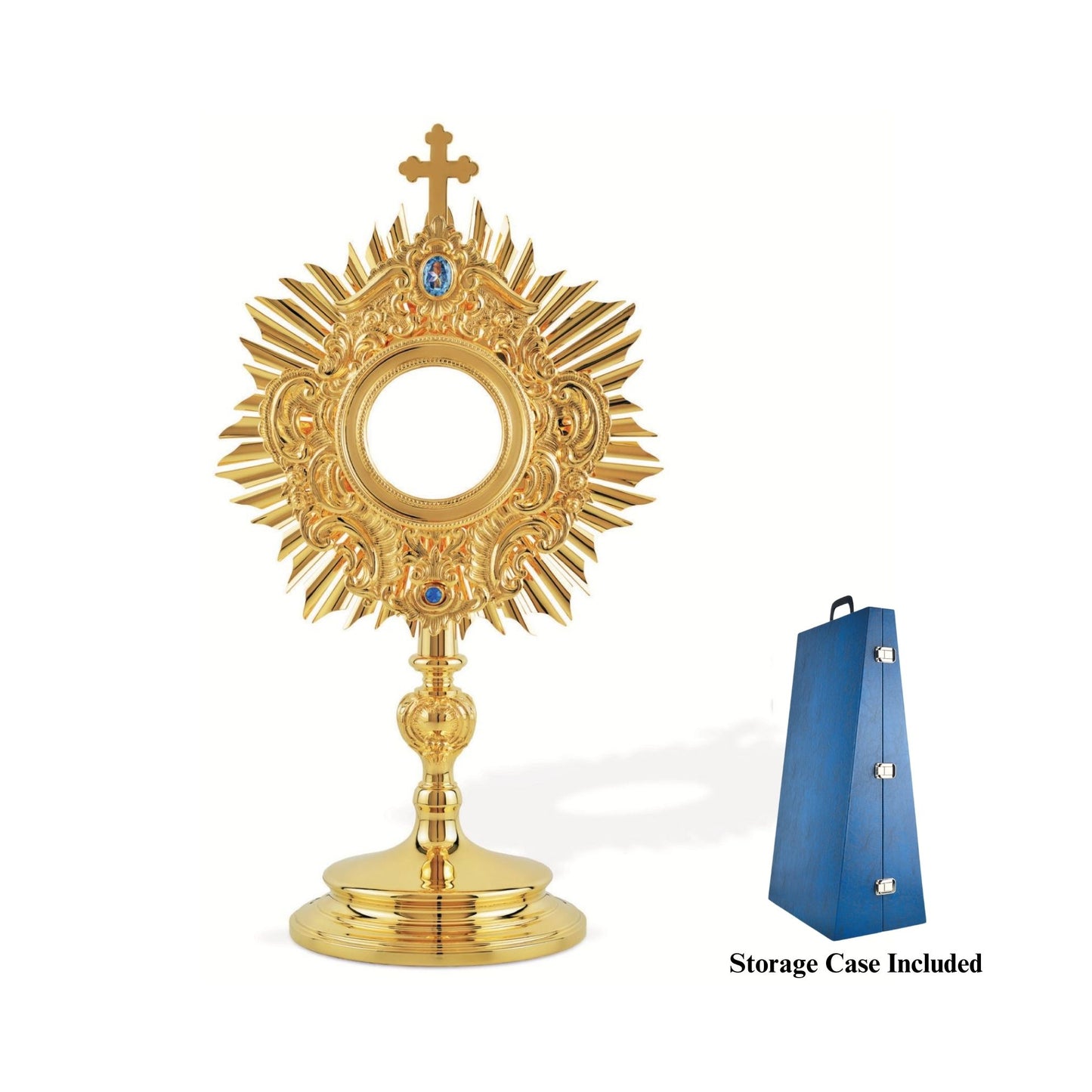 Baroque Monstrance Made in Poland Brass Gold Plated Style 464.  Sold by The Clergy Store