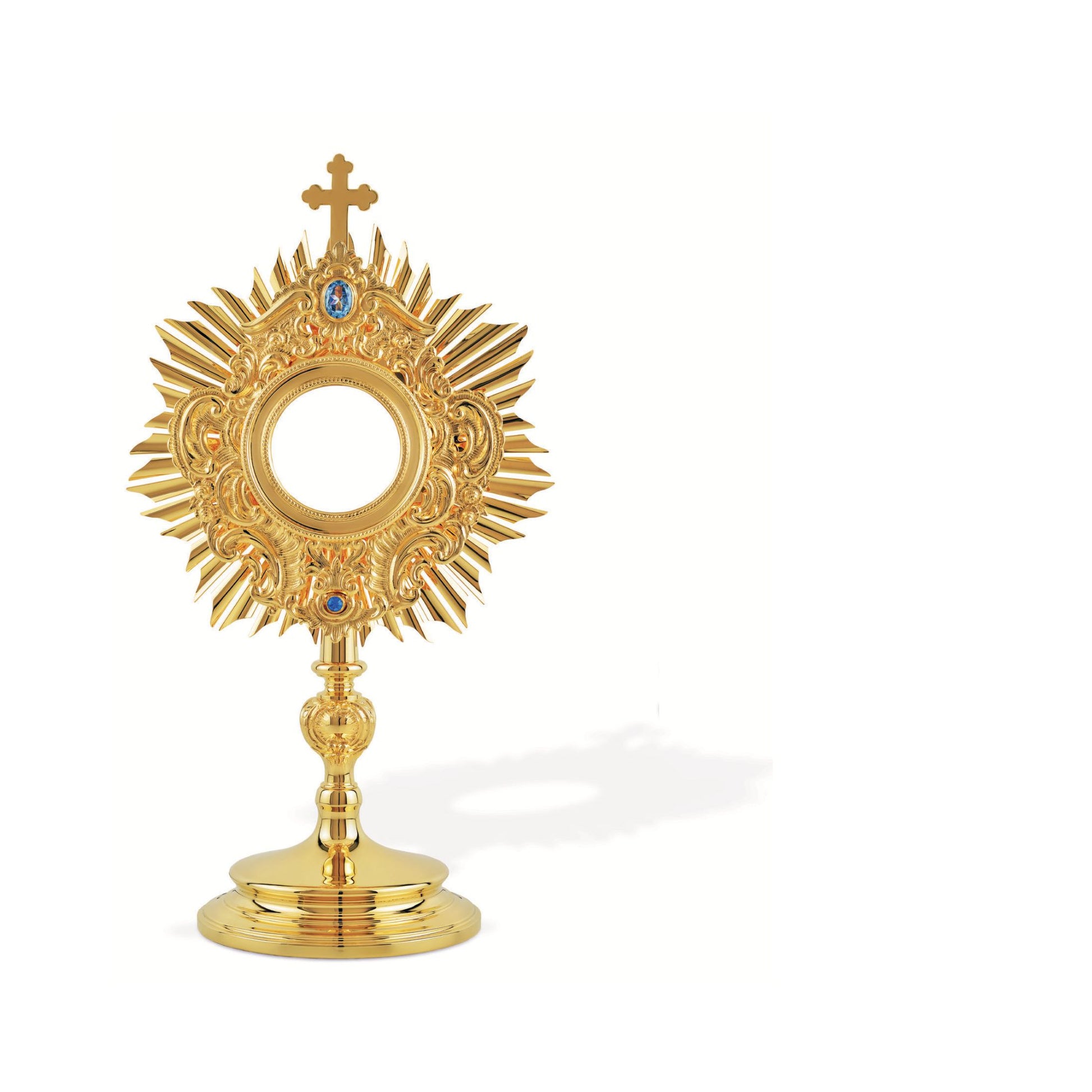 Baroque Monstrance Made in Poland Brass Gold Plated Style 464.  Sold by The Clergy Store