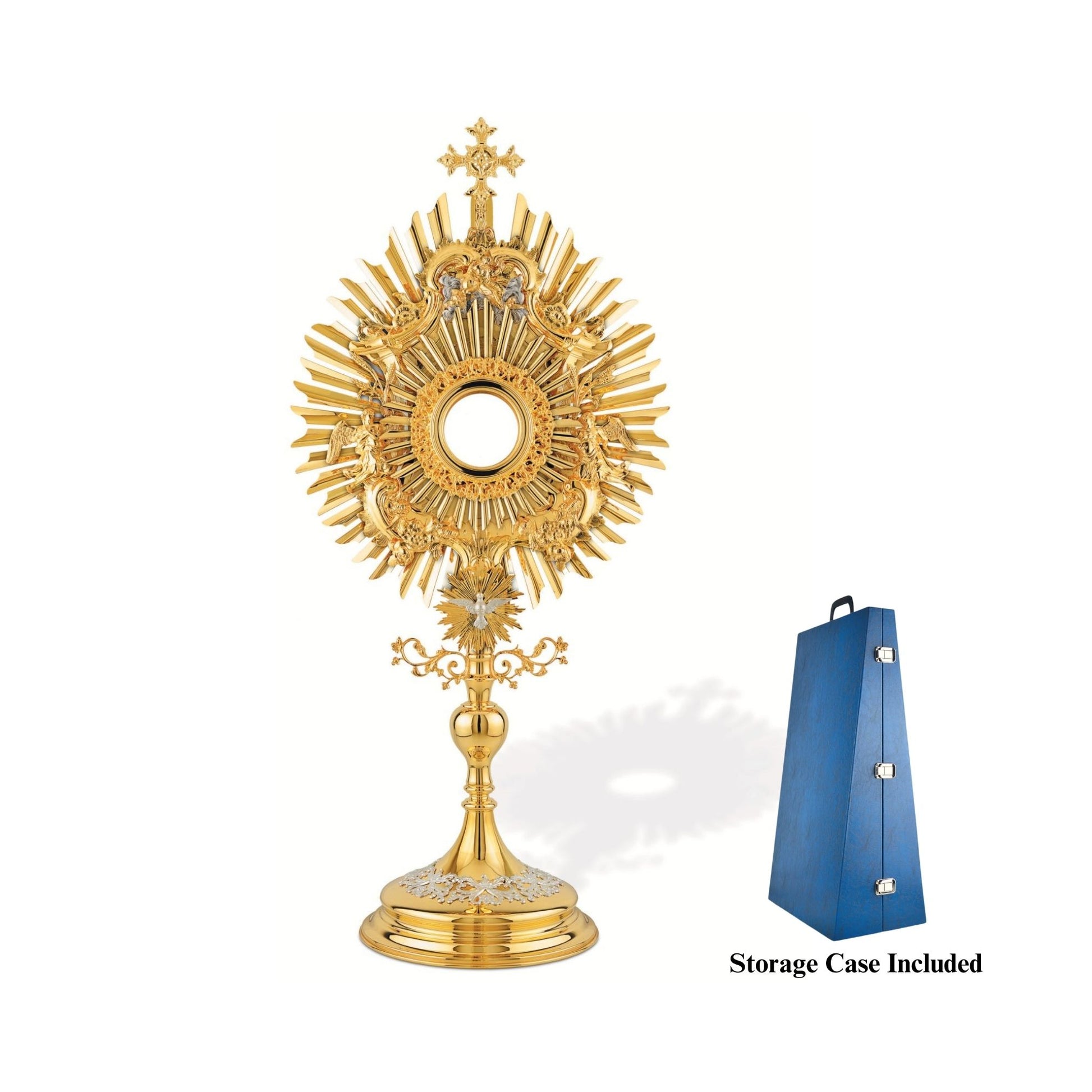 Baroque Monstrance Made in Poland Brass Gold Plated Style 466.  Sold by The Clergy Store