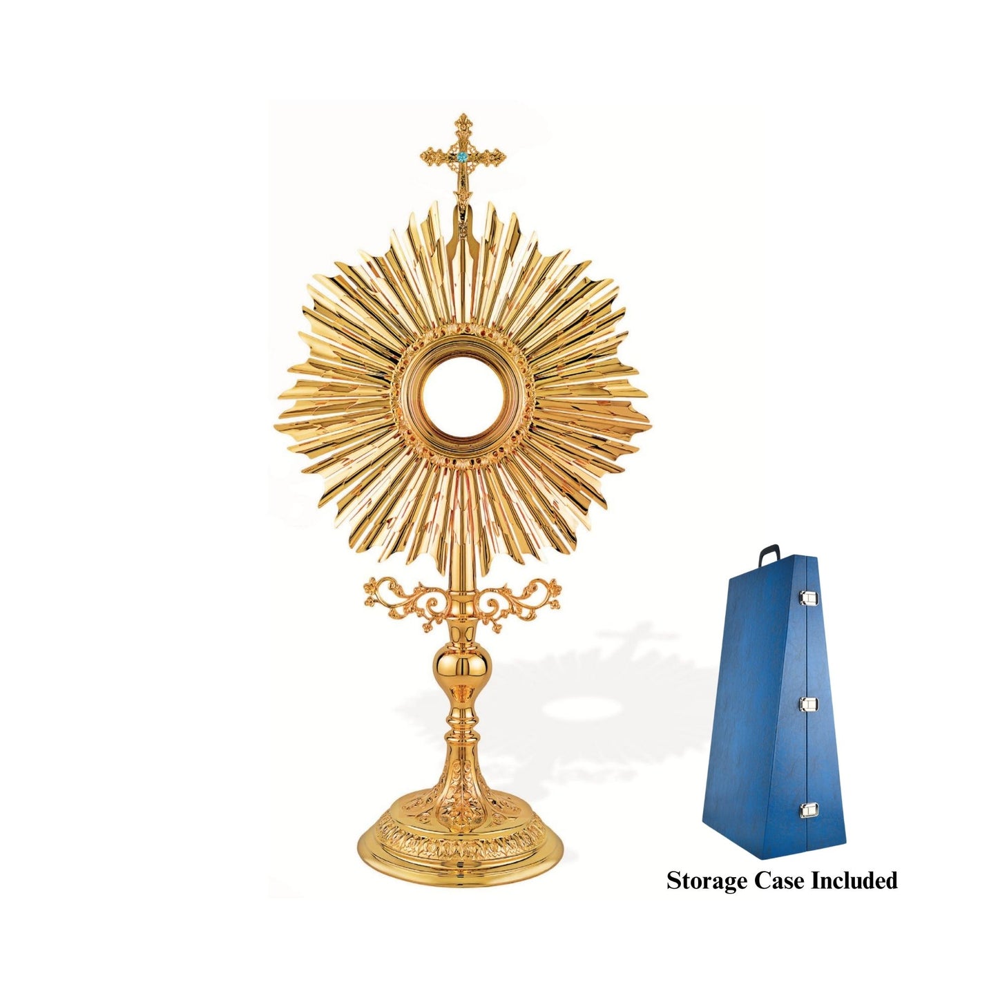 Traditional Monstrance Made in Poland Brass Gold Plated Style 467. Made in Poland and sold by The Clergy Store