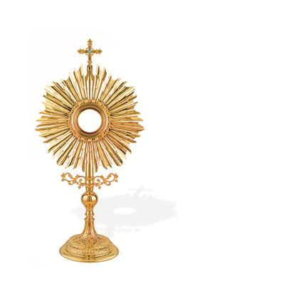 Traditional Monstrance Made in Poland Brass Gold Plated Style 467. Made in Poland and sold by The Clergy Store