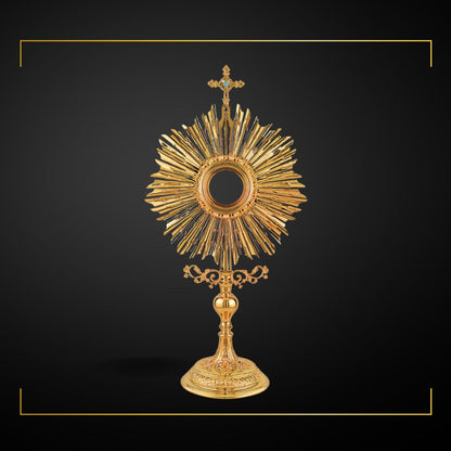 Traditional Monstrance Made in Poland Brass Gold Plated Style 467. Made in Poland and sold by The Clergy Store