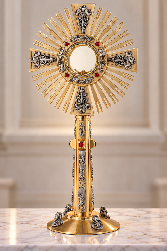 Monstrance style 457 by Mollica Italy and sold by The Clergy Store