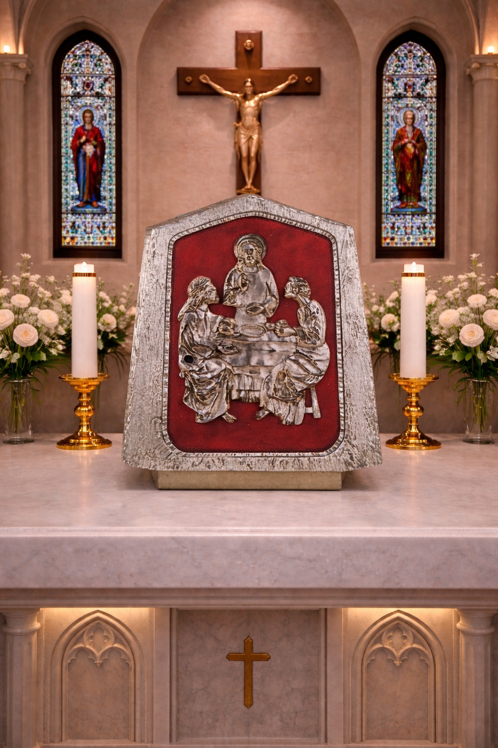 Tabernacle The Last Supper in Silver Bonze. Made in Italy and sold by The Clergy Store