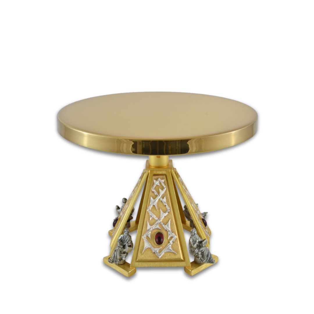 Thabor for monstrance gold finish with evangelist, thorns and precious stones. Made in Italy and sold by The Clergy Store