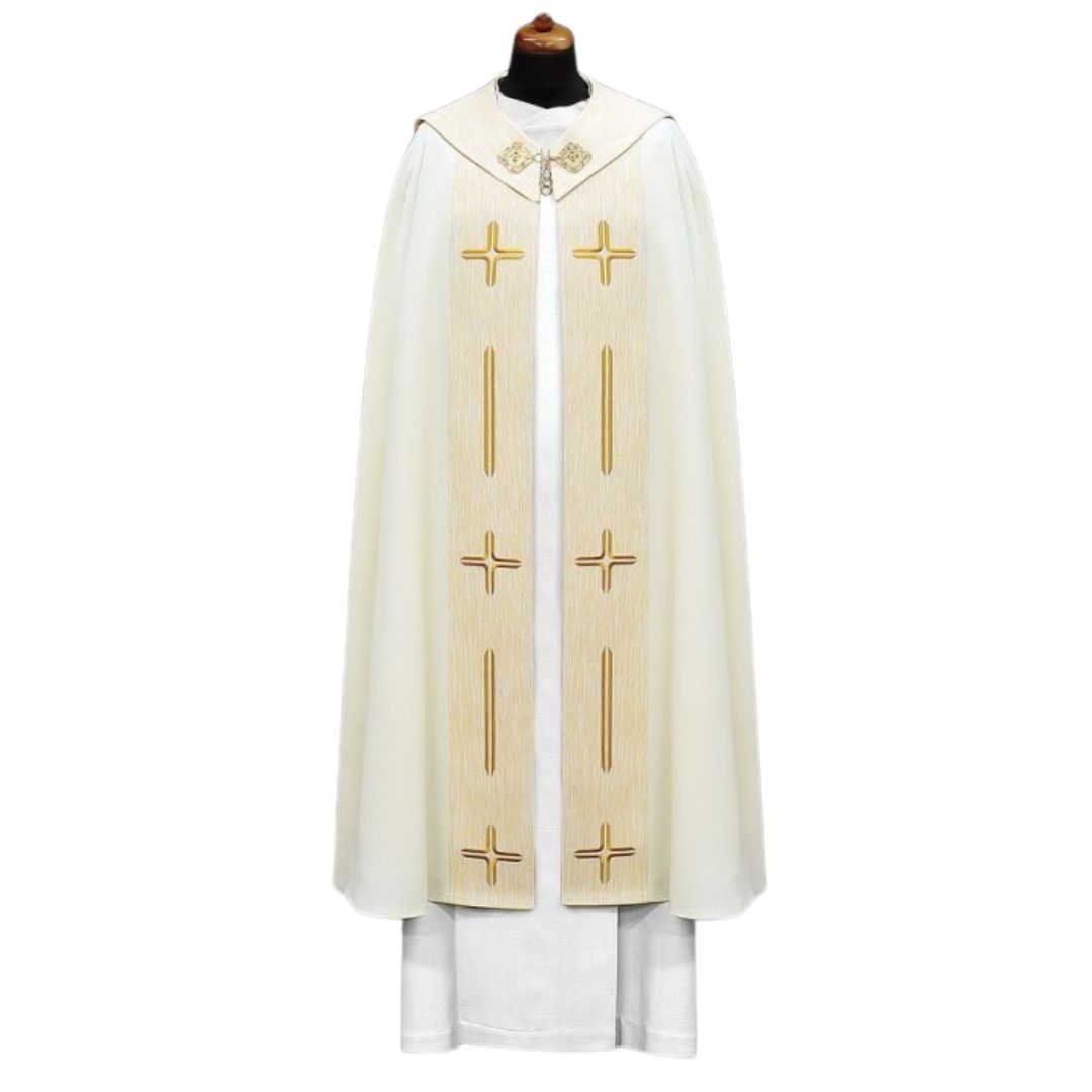 Cope with embroidered cross made in Poland and sold by The Clergy Store