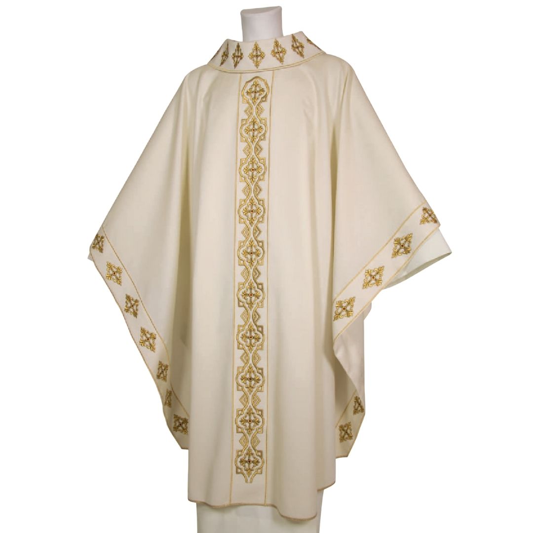 Monastic chasuble made of pure wool and gold banding made in Italy and sold by The Clergy Store