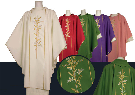 Monastic chasuble with cross and wheat motif A501