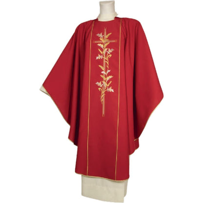 Gothic chasuble ivory with wheat stalk and cross made in Italy and sold by The Clergy Store