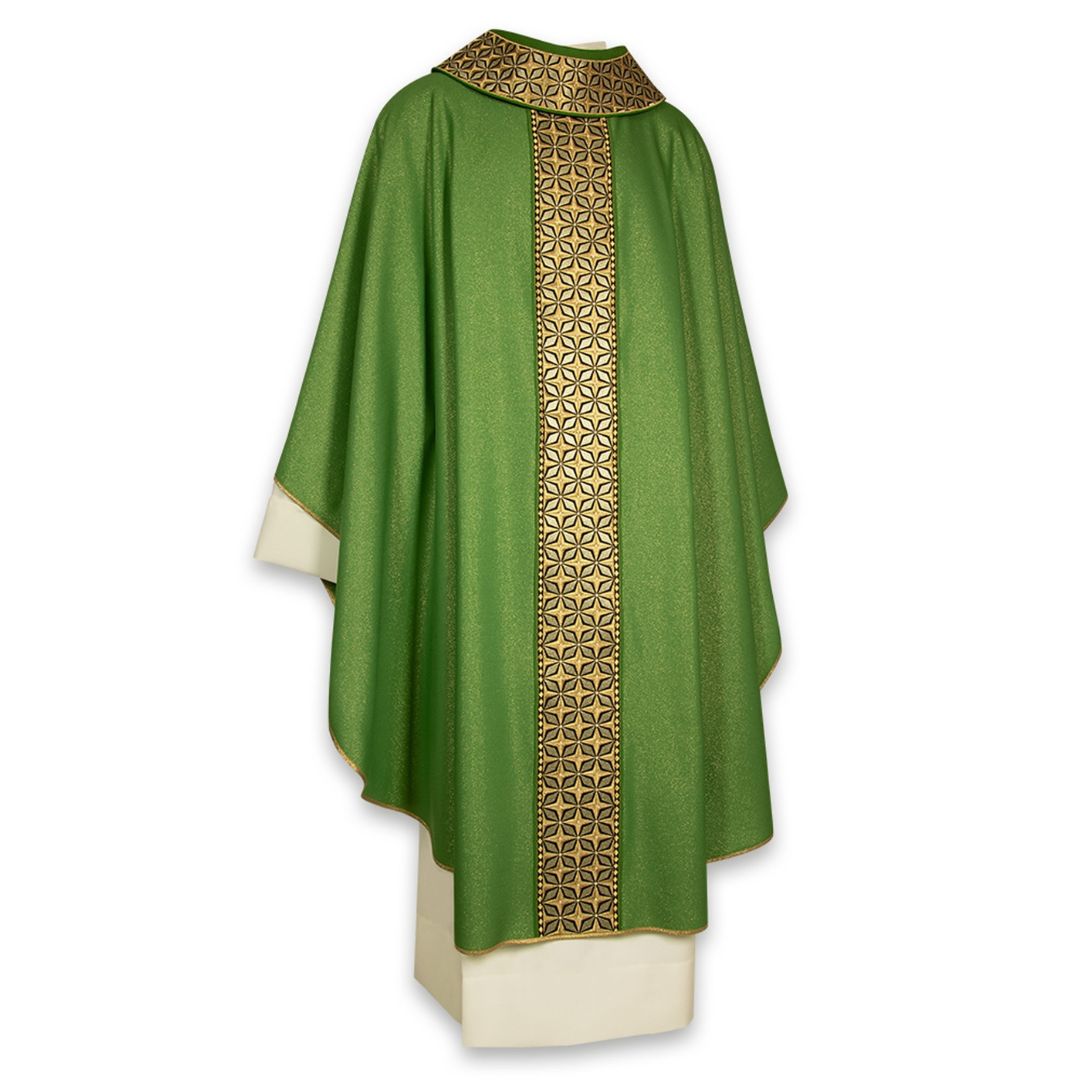 Gothic chasuble with solemn brocade orphrey on 100% pure Ialian wool . material. Made in Italy