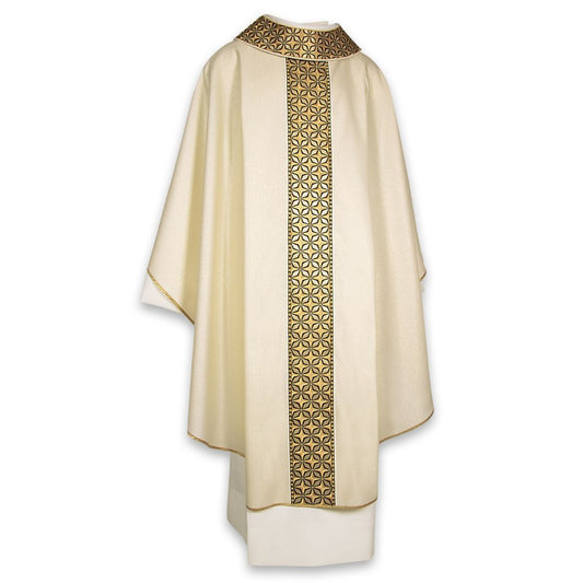 Gothic chasuble with solemn brocade orphrey on 100% pure Ialian wool . material. Made in Italy