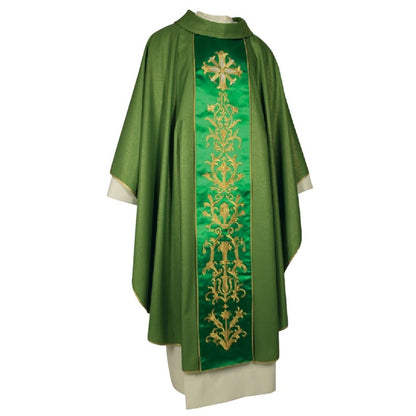 Gothic  chasuble green with gold embroidery made in Italy and sold by The Clergy Store