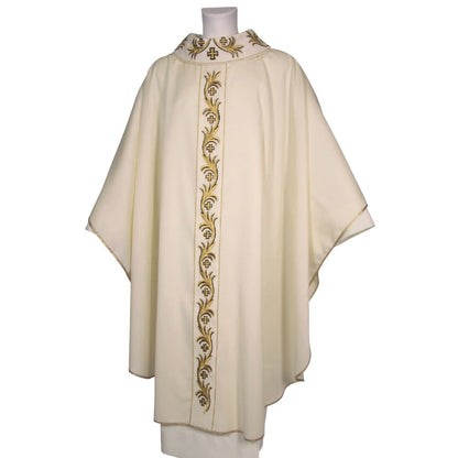 Gothic chasuble ivory with tiny crosses made in Italy and sold by The Clergy Store