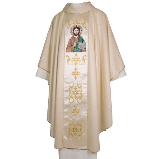 Gothic chasuble Christ the Teacher Made in Italy and sold by The Clergy Store