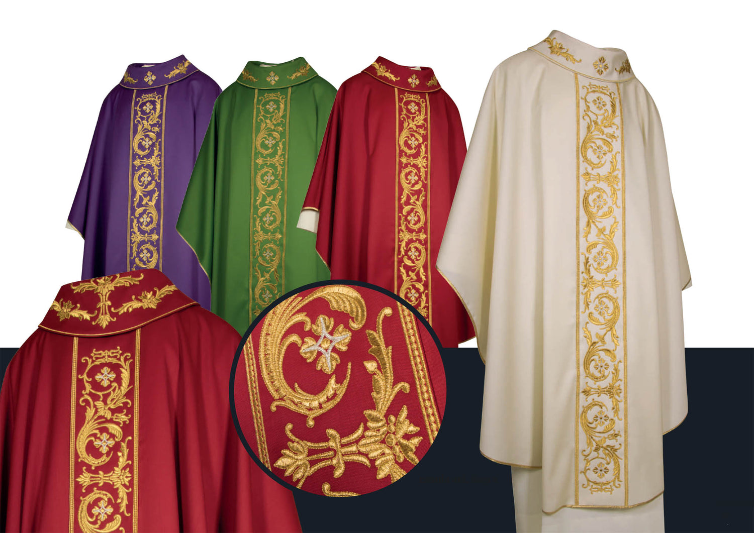 Monastic chasuble with filigree orphrey A60501