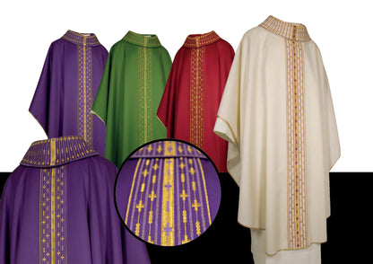 Monastic chasuble with mini embroidered crosses on orphrey A60521