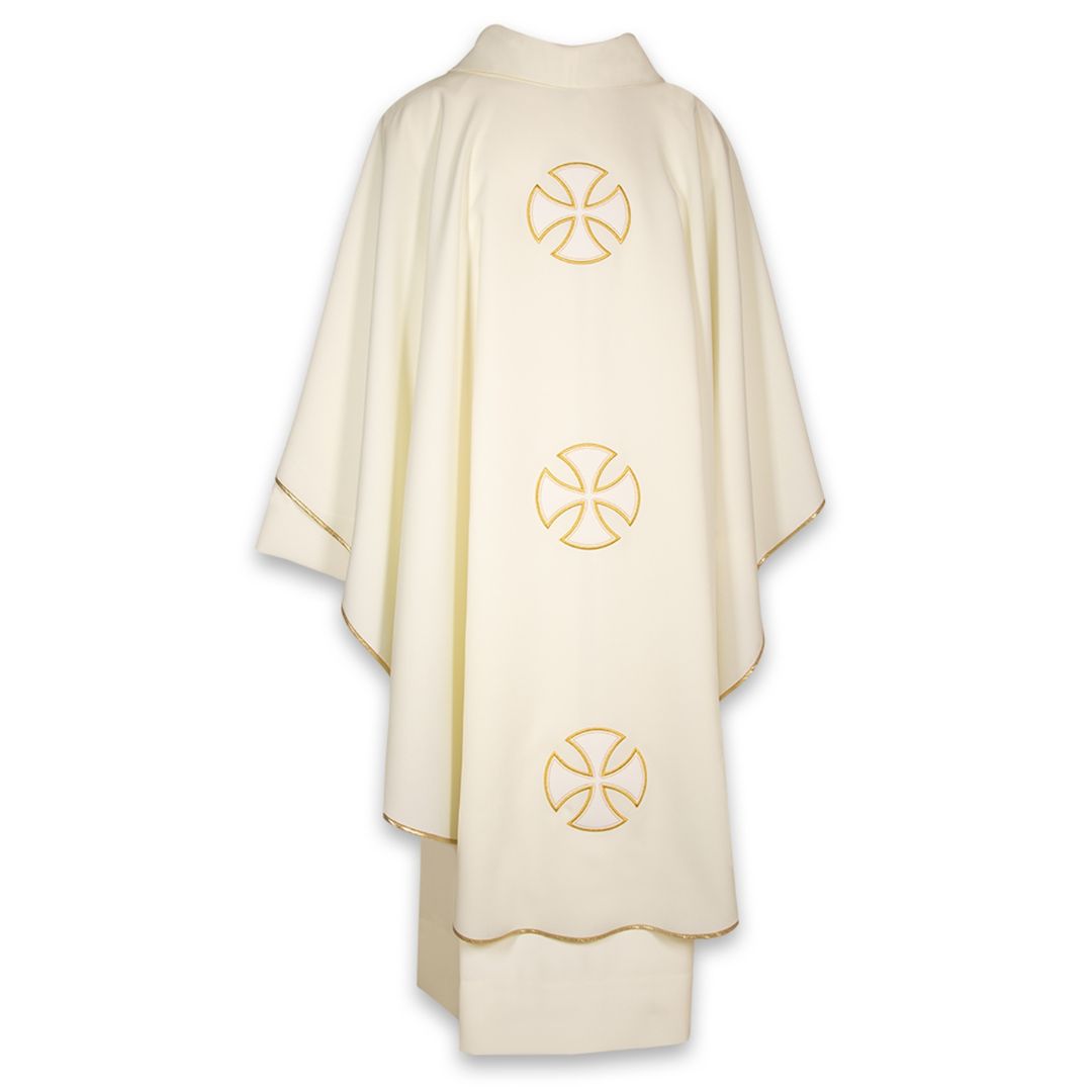 Gothic chasuble with the Canterbury cross in velvet application. Made in Italy