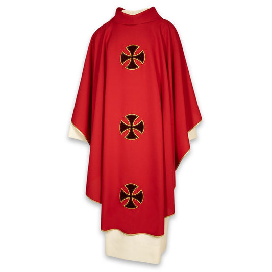 Gothic chasuble with the Canterbury cross in velvet application. Made in Italy