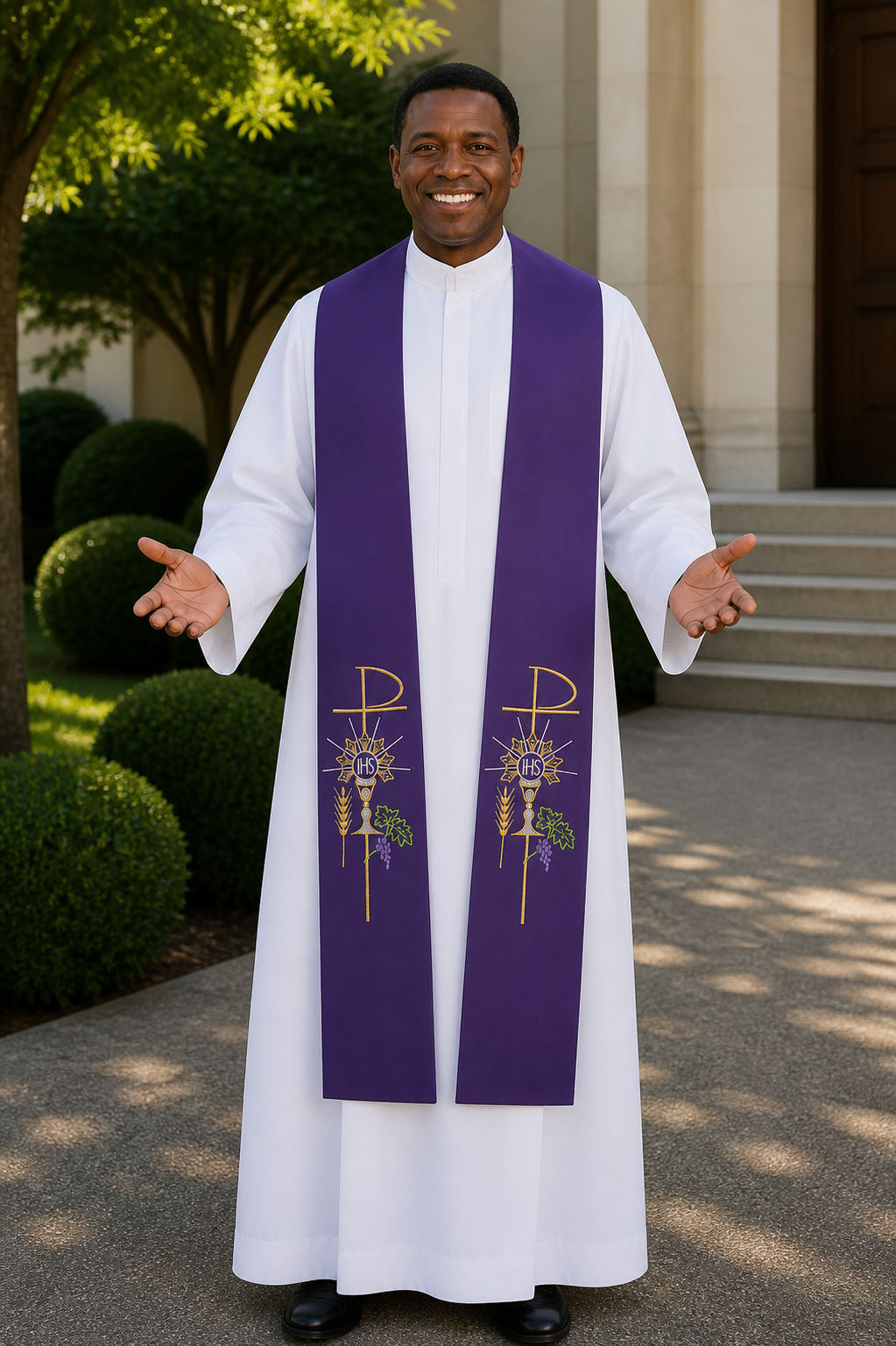 Purple priest stole IHS, Chalice and Grapes