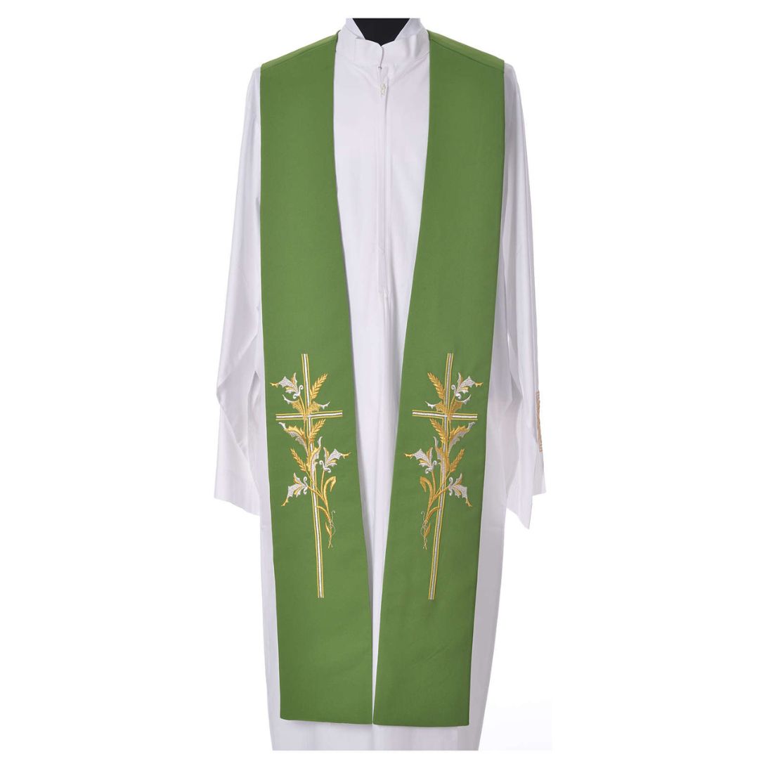 Priest Stole | Cross & Wheat Stock | 711 green