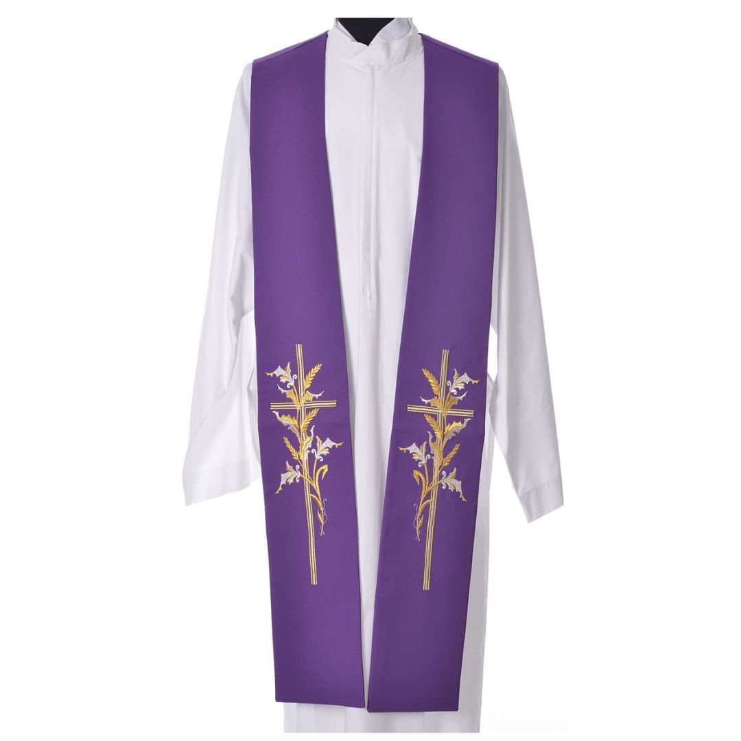 Priest Stole | Cross & Wheat Stock | 711 purple