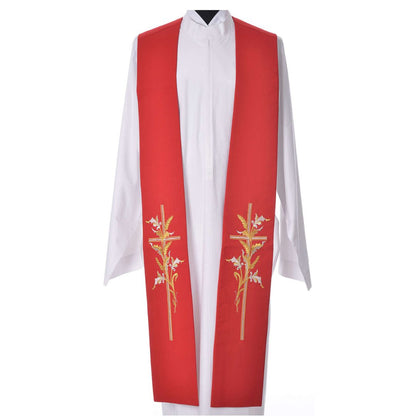 Priest Stole | Cross & Wheat Stock | 711 red