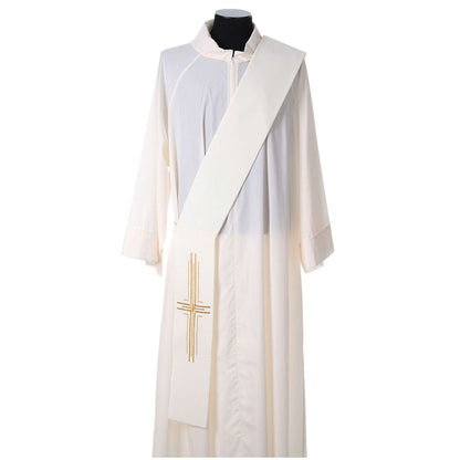 Deacon stole with multi cross design on ivory. Made in Italy and sold by The Clergy Store