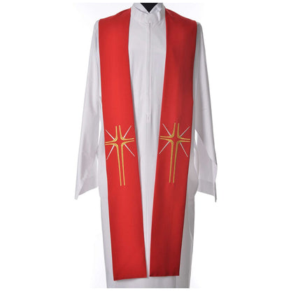 Priest stole with contemporary cross design red