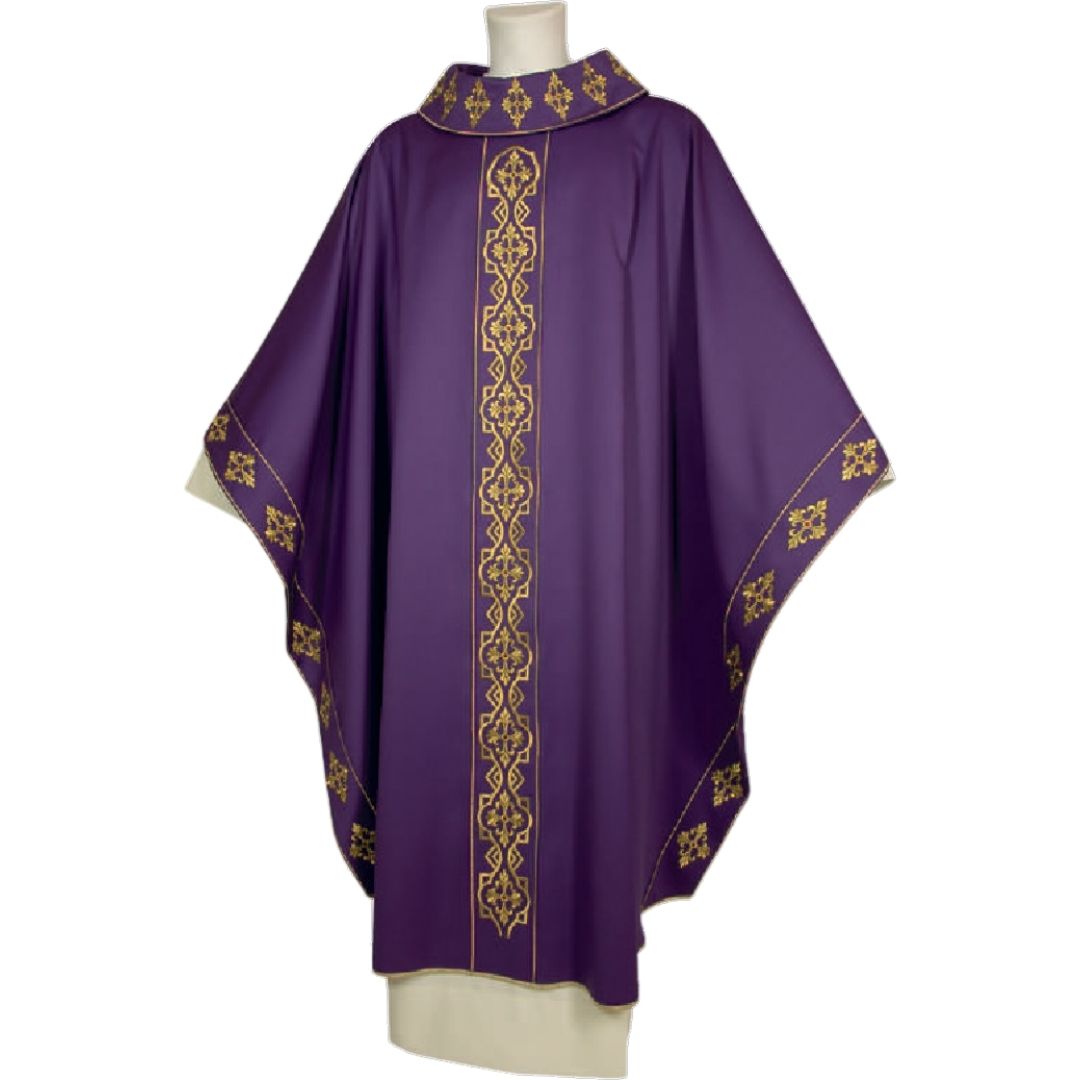 Monastic chasuble made of pure wool and gold banding made in Italy and sold by The Clergy Store