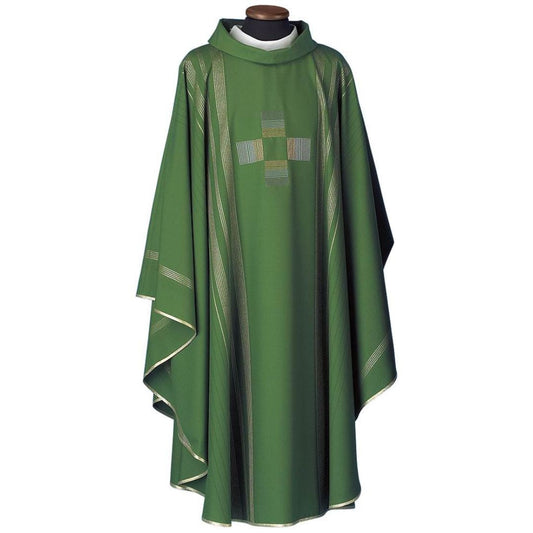 Clergy chasuble gothic with cross motif on pure wool with gold lurex. Made in Italy and sold by The Clergy Store