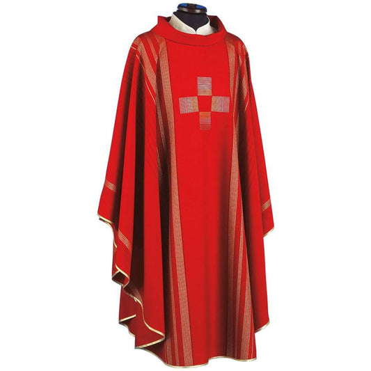 Clergy chasuble gothic with cross motif on pure wool with gold lurex. Made in Italy and sold by The Clergy Store