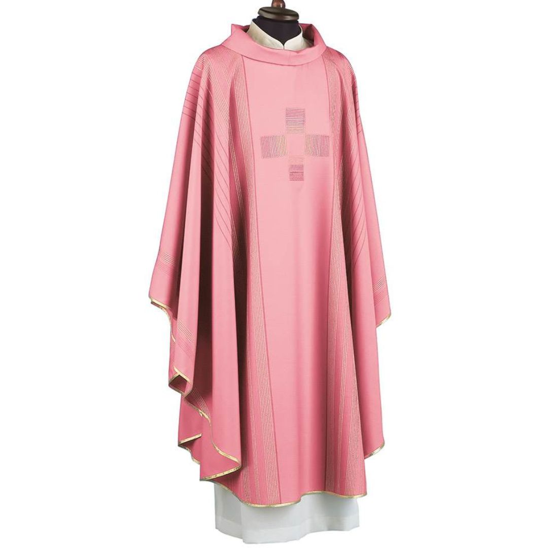 Clergy chasuble gothic with cross motif on pure wool with gold lurex. Made in Italy and sold by The Clergy Store