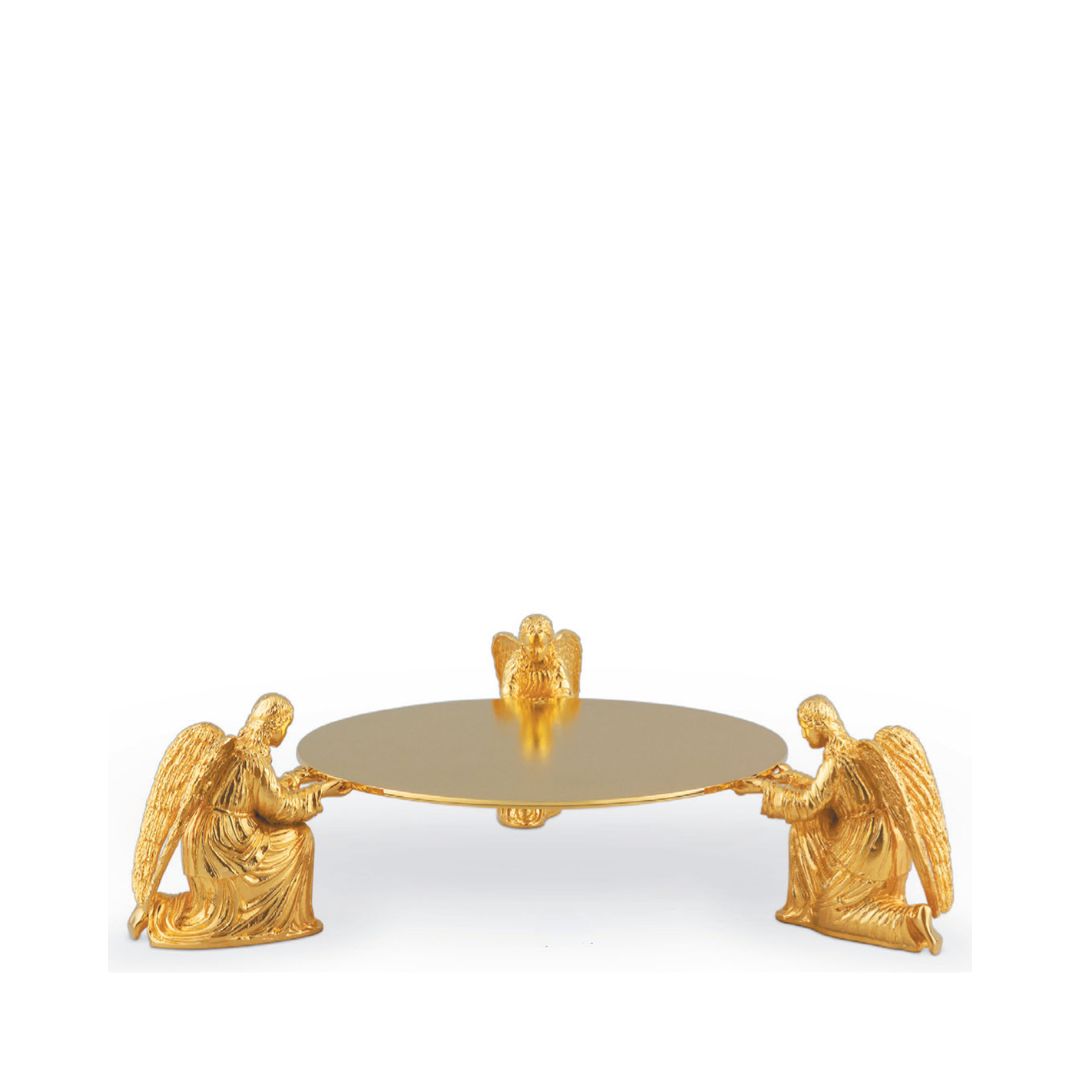 Thabor for monstrance brass gold plated with Angels. Made in Italy and sold by The Clergy Store