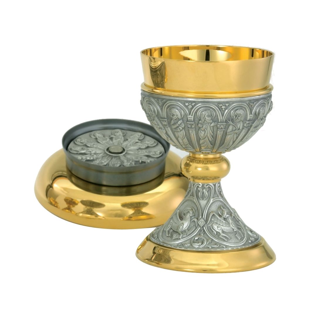 Chalice made in the U.S.A.  Two Tone Apostles. 24K Gold plated.