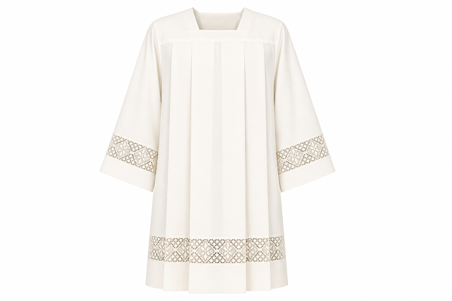 Clergy Surplice made from a cotton blend with lace insert. Made in Italy and sold by The Clergy Store