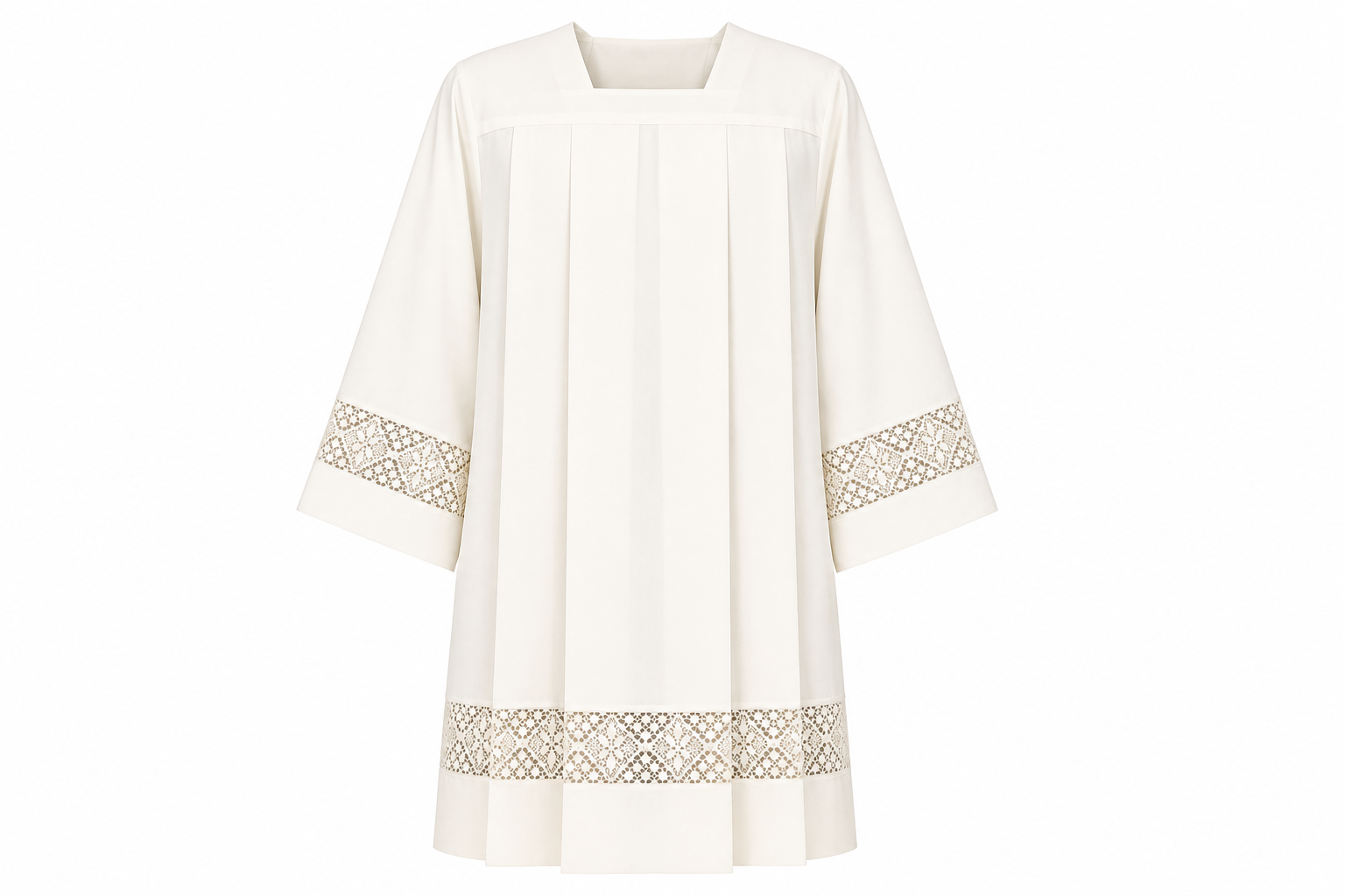 Clergy Surplice made from a cotton blend with lace insert. Made in Italy and sold by The Clergy Store