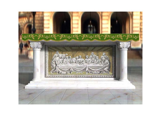 Altar Valances Vine and Cross design sold by the meter. Imported from Italy.